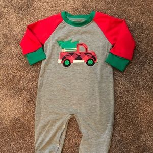 Boys tree farm romper